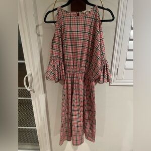 H&M Pink and Green Plaid Blouse